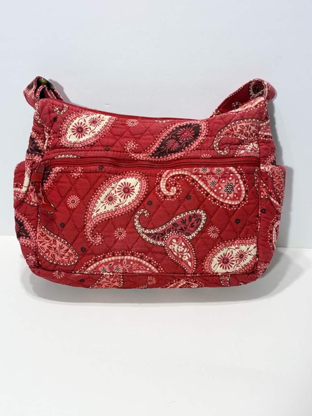 Y2K Vera Bradley Mesa Red Paisley Crossbody Bag USA MADE Vintage 4x11.75x8.5 - Picture 2 of 16